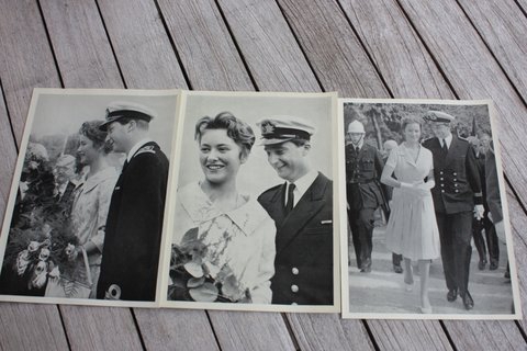Vintage zwart-wit prentkaarten Albert en Paola
